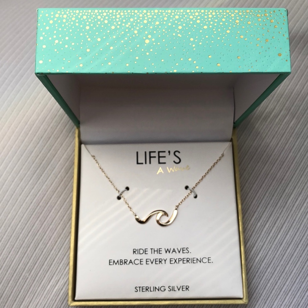 footNOTES Sterling Silver Wave Necklace, New